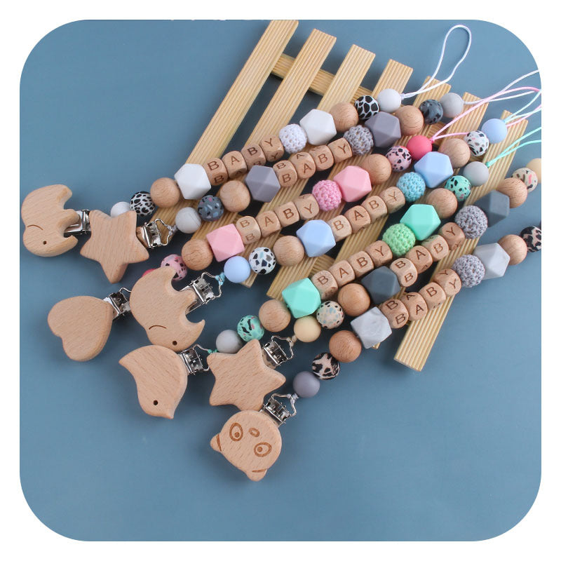 Porta Chupete Madera Personalizado | Clip Chupete Guagua Premium