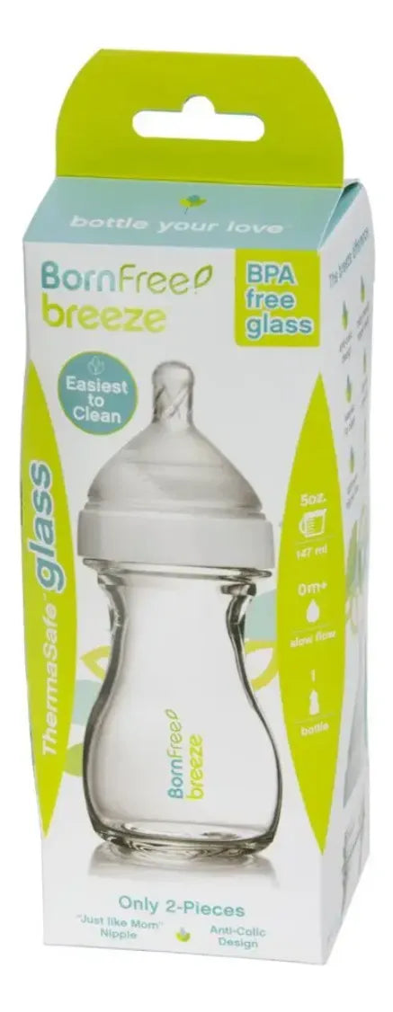 Mamadera Vidrio Born Free Breeze 147ml Anticólicos Sin Bpa